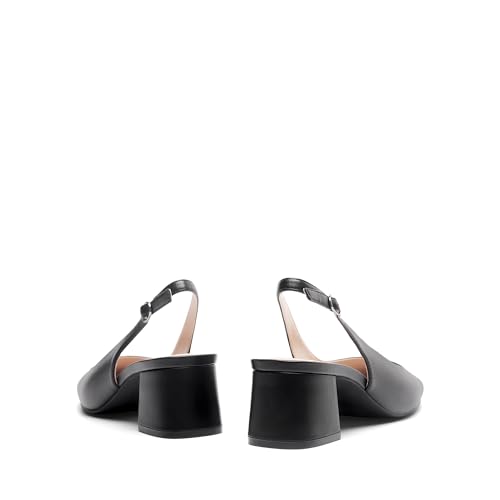 Women's Low Chunky Heels Slingback Square Toe Block Dress Shoes Closed Toe Comfortable Wedding Work Pumps