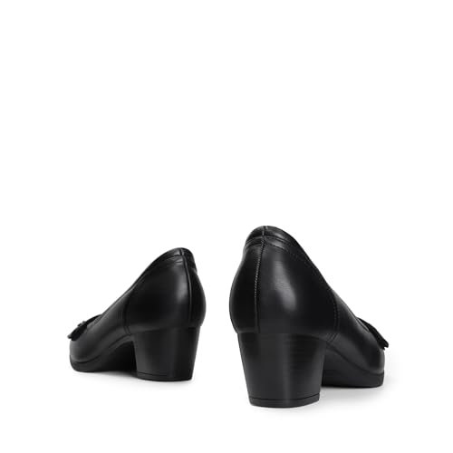 Women's Chunky Comfortable Closed Toe Low Block Heels Work Round Toe Dress Wedding Adjustable Slip On Pumps Shoes