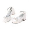 Girls Dress Shoes Platform Chunky Heel Ankle Strap Princess Flats Flower Party Wedding Pump for Little Big Kid