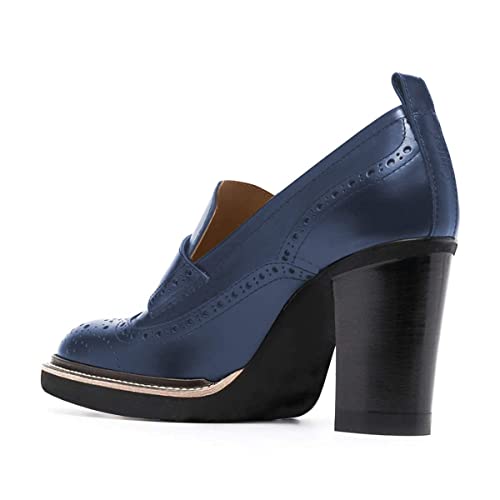 Women Chunky High Heels Round Toe Oxford Loafer Size Color Material Customize Available Shoe Size 4-15 US