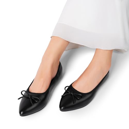 Women's Foldable Flats Shoes Pointed Toe Ballet Flats Bowknot Comfort Slip on Dress Shoes