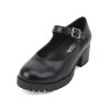 Boxer-2 Kids/Children/Girls Lug Sole Block Heel Mary Jane with Adjustable Strap
