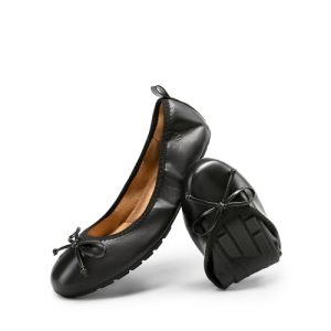 Women's Flats, Foldable Ballet Flats for Women, Bowknot Round Toe Comfort Light Weight Slip-On Dress Shoes
