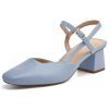 Women's Slingback Chunky Low Heels Closed Square Toe Heel Wedding Party Dress Pumps Shoes