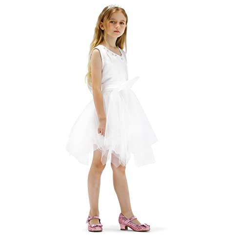 Girl's Dress Shoes Mary Jane Glitter 1.5 in Low Heel Wedding Party Princess Shoes for Toddler/Little/Big Kids