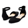 Women Flat Shoes with Ankle Strap, Low Wedge Heel Flats for Women, Comfortable Pointed Toe Dress Shoes for Work Business Wedding