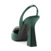 Women Pretty Elegant Slip on Pointed Toe Slingback Sandals D'Orsay Pumps Butterfly Crystal Rhinestones Chunky High Heel Slide