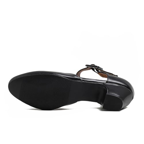 Women's Closed Toe Low Chunky Heel Pumps Ankle Strap Dress Shoes for Work Wedding Party Dance