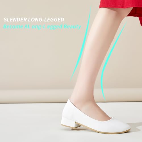 Women’s Low Block Chunky Heels Pumps Ladies Elegant Closed Round Toe Pumps Shoes Low Platform Office Pumps Shoes