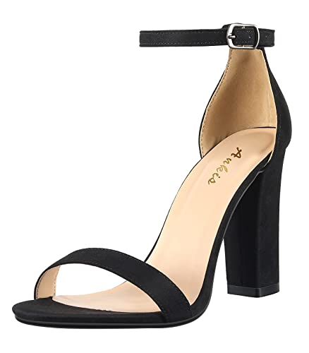 Nude Black White Heels for Women Open Toe Ankle Strap High Heel Sandals Party Wedding Strappy Buckle Sandals Standard Size 4