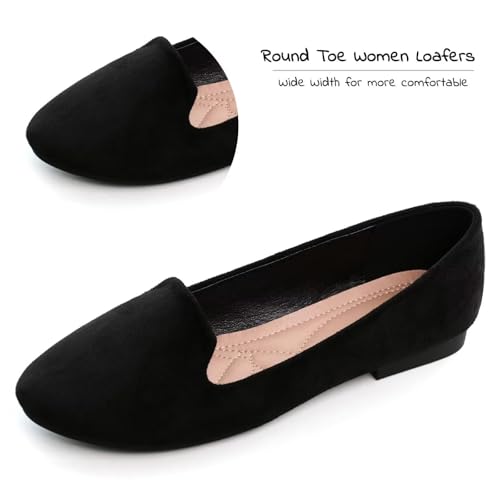 Women Round Toe Flats Comfortable Fashion Ballet Flat Shoes for Women Dressy Slip-ons Loafers