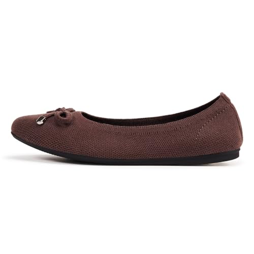 Women's Ballet Flats Round Toe Walking Flats Slip On Work Shoes Knitted Flats Shoes for Woman Soft Lightweight