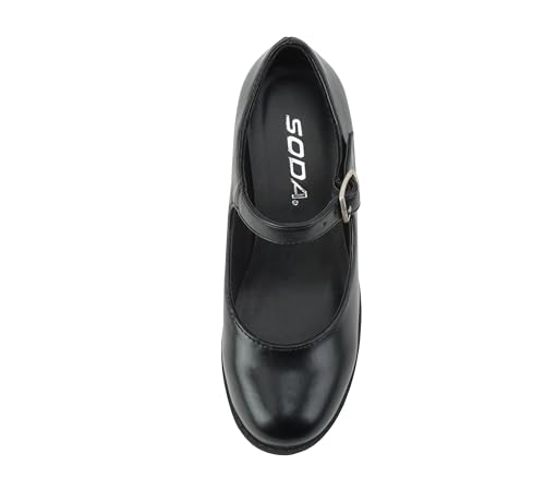 Boxer-2 Kids/Children/Girls Lug Sole Block Heel Mary Jane with Adjustable Strap