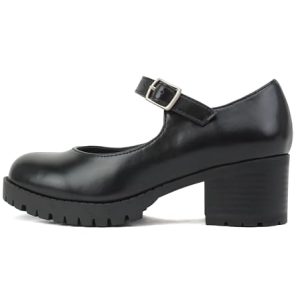 Boxer-2 Kids/Children/Girls Lug Sole Block Heel Mary Jane with Adjustable Strap