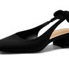 Womens Chunky Low Heels Bow Slingback Pumps Closed Square Toe Wedding Party Dress Shoes