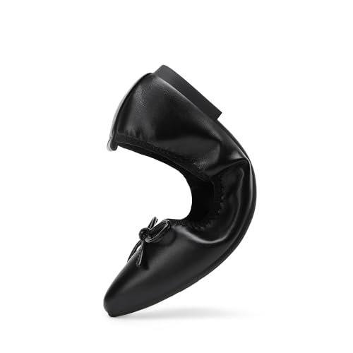 Women's Foldable Flats Shoes Pointed Toe Ballet Flats Bowknot Comfort Slip on Dress Shoes