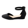 Women Flat Shoes with Ankle Strap, Low Wedge Heel Flats for Women, Comfortable Pointed Toe Dress Shoes for Work Business Wedding