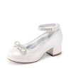 Girls Dress Shoes Platform Chunky Heel Ankle Strap Princess Flats Flower Party Wedding Pump for Little Big Kid