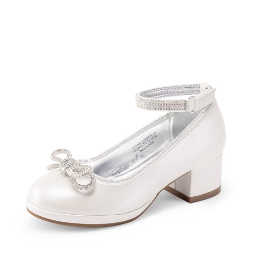 Girls Dress Shoes Platform Chunky Heel Ankle Strap Princess Flats Flower Party Wedding Pump for Little Big Kid