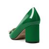 Women's Chunky Block Heel Pumps Pointed Toe Slip On Chunky Mid Heels Ladies Work Office Dress Shoes 2.5 Inches