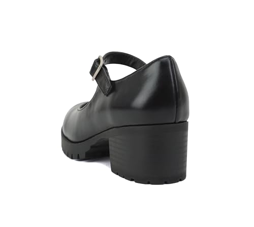 Boxer-2 Kids/Children/Girls Lug Sole Block Heel Mary Jane with Adjustable Strap