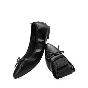 Women's Foldable Flats Shoes Pointed Toe Ballet Flats Bowknot Comfort Slip on Dress Shoes