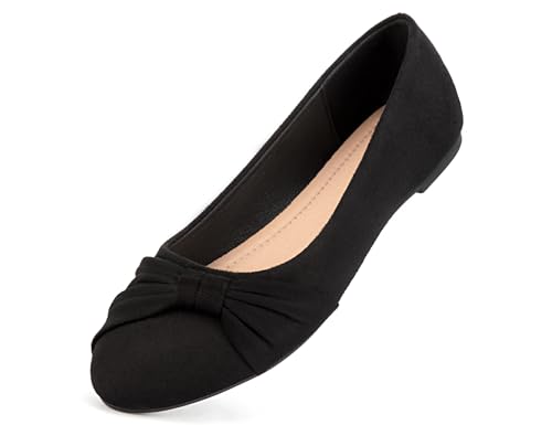 Women's Flats Shoes Faux Suede Round Toe Ballet Dressy Flats Comfortable Slip On Walking Shoes