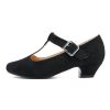 Women's T-Strap Mary Jane Pumps Low Chunky Heel Wedding Dress Shoes