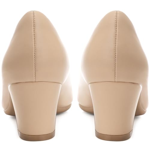2 inch Low Block Heel Pumps for Women Round Closed Toe Chunky Heels Comfortable Dress Shoes Office Work Formal