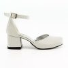 Flower Girls Communion Low Block Dress Cream Shoes Chunky Heels Closed Round Toe Ankle Strap Pump, Size US Little Kid 12