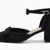 Womens Chunky Low Heels Bow Closed Toe Ankle Strap Pumps Elegant Wedding Party Dress Shoes