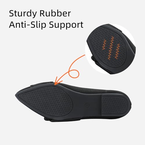 Pointed Toe Ballet Flats for Women Slip On Comfortable Flats with Bow Dressy Casual Work Shoes