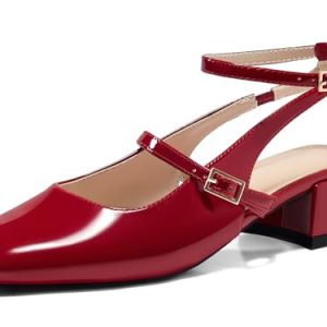 Womens Mary Jane Chunky Low Heels Closed Square Toe Ankle Strap Pumps Wedding Party Dress Shoes