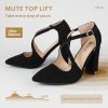 Women's IN4 Chunky High Heels Pumps Closed Toe Block Strappy Heels Pointed Toe Dress Shoes for Women Prom Wedding Party Office