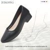 Low Chunky Pumps Women's Round Toe Heels PU Leather Chunky Pump Shoes Classic Closed Toe Pumps Low Heel Dress Shoes for Women