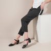 Women's Closed Toe Low Chunky Heel Pumps Ankle Strap Dress Shoes for Work Wedding Party Dance