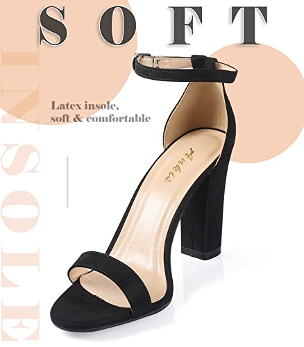 Nude Black White Heels for Women Open Toe Ankle Strap High Heel Sandals Party Wedding Strappy Buckle Sandals Standard Size 4