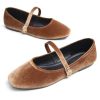 Mary Jane Square Toe Black Ballet Flats for Women Comfortable Ankle Strap Casual Slip On Flats