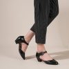 Women's Closed Toe Low Chunky Heel Pumps Ankle Strap Dress Shoes for Work Wedding Party Dance