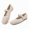 Wide Toe Box Flats Women Comfort Slip On Ballet Shoes Mary Jane Dressy Knit Flats with Adjustable Straps Washable Casual Office