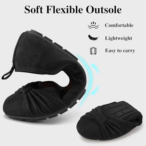 Womens Flats Shoes Dressy: Round Toe Bowknot Suede Foldable Comfortable Casual Slip On Ballet Loafers