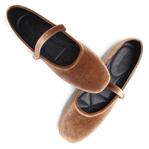 Mary Jane Square Toe Black Ballet Flats for Women Comfortable Ankle Strap Casual Slip On Flats