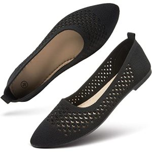Women's Flats Shoes Women Comfortable Dress Shoes Black Pointed Toe Flats Ballet Mesh Knit Flat Dressy Slip on Business Casual