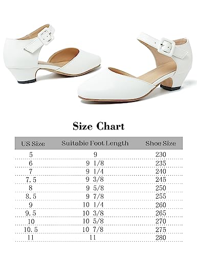 Women's Low Block Heels Ankle Buckle Strap Closed Toe Comfortable Chunky Heel Dress Work Pumps