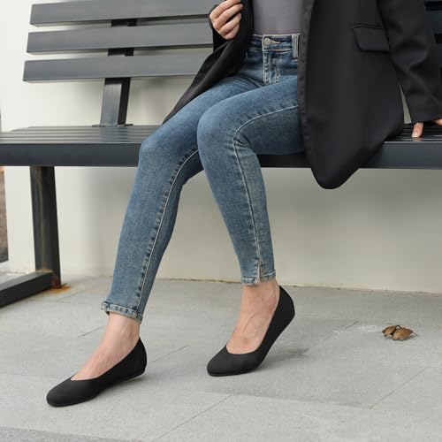 Women's Flat Ballet Shoes Knit Flat Shoes for Women Round Toe Slip on Women Flats for Dressy Casual Office Work Wedding Comfort
