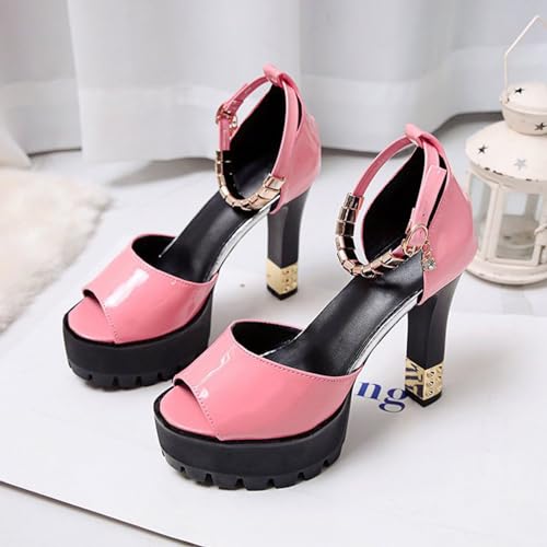 Women's Strappy Platform High Chunky Heels Peep Toe Pump Party Heeled Sandals Comfortable Strappy Heels Slip On Heeled Sandals