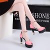 Women's Strappy Platform High Chunky Heels Peep Toe Pump Party Heeled Sandals Comfortable Strappy Heels Slip On Heeled Sandals