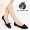 Ballet Flats Shoes for Women: Dressy Pointed Toe Bow Knit Flats Comfortable Slip On Work Business Shoes for Driving Dating