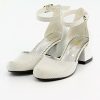 Flower Girls Communion Low Block Dress Cream Shoes Chunky Heels Closed Round Toe Ankle Strap Pump, Size US Little Kid 12