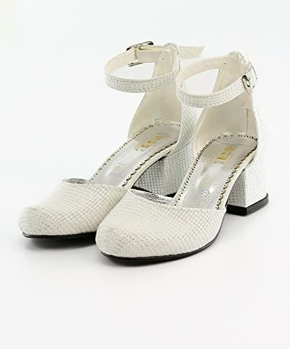 Flower Girls Communion Low Block Dress Cream Shoes Chunky Heels Closed Round Toe Ankle Strap Pump, Size US Little Kid 12